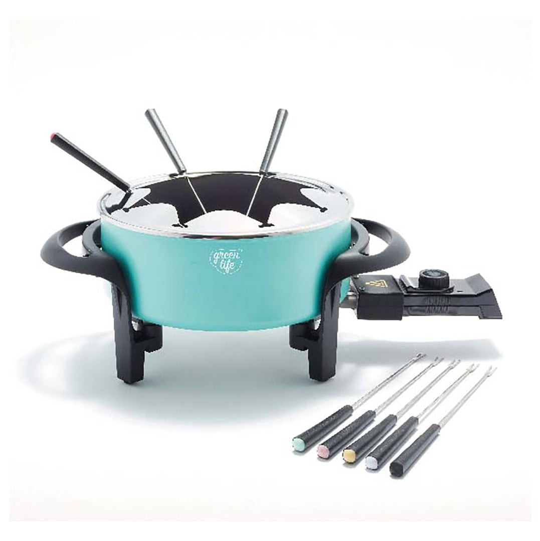 Healthy Ceramic Nonstick Fondue Part Set Turquoise