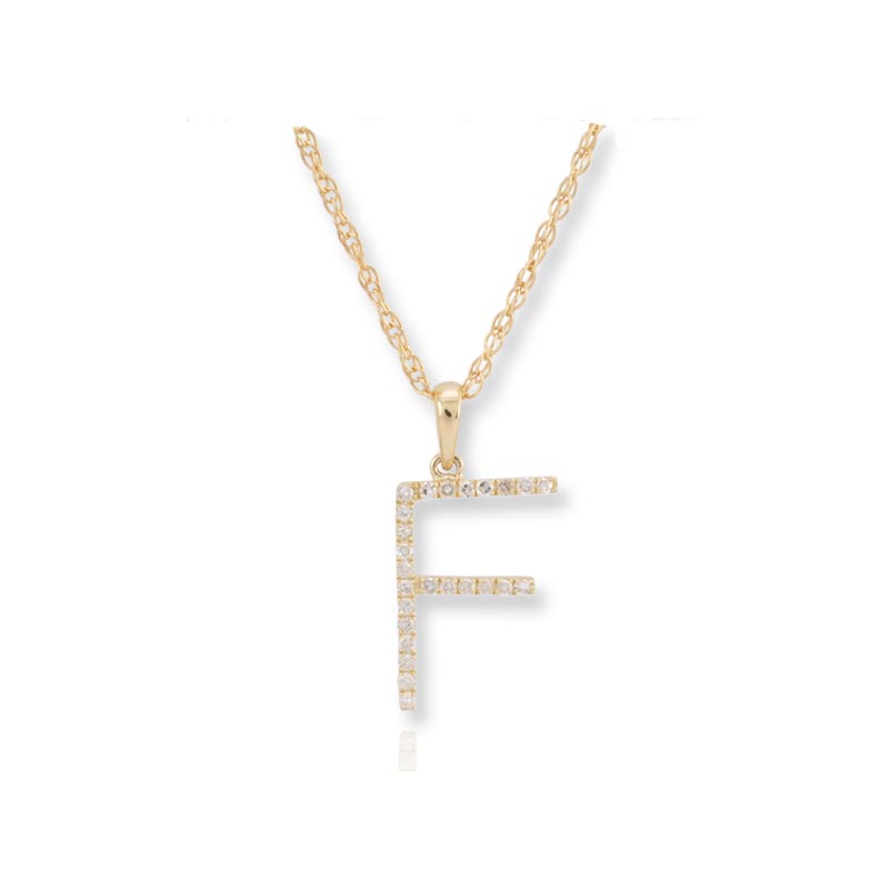 Diamond Initial F Necklace - (Yellow Gold)
