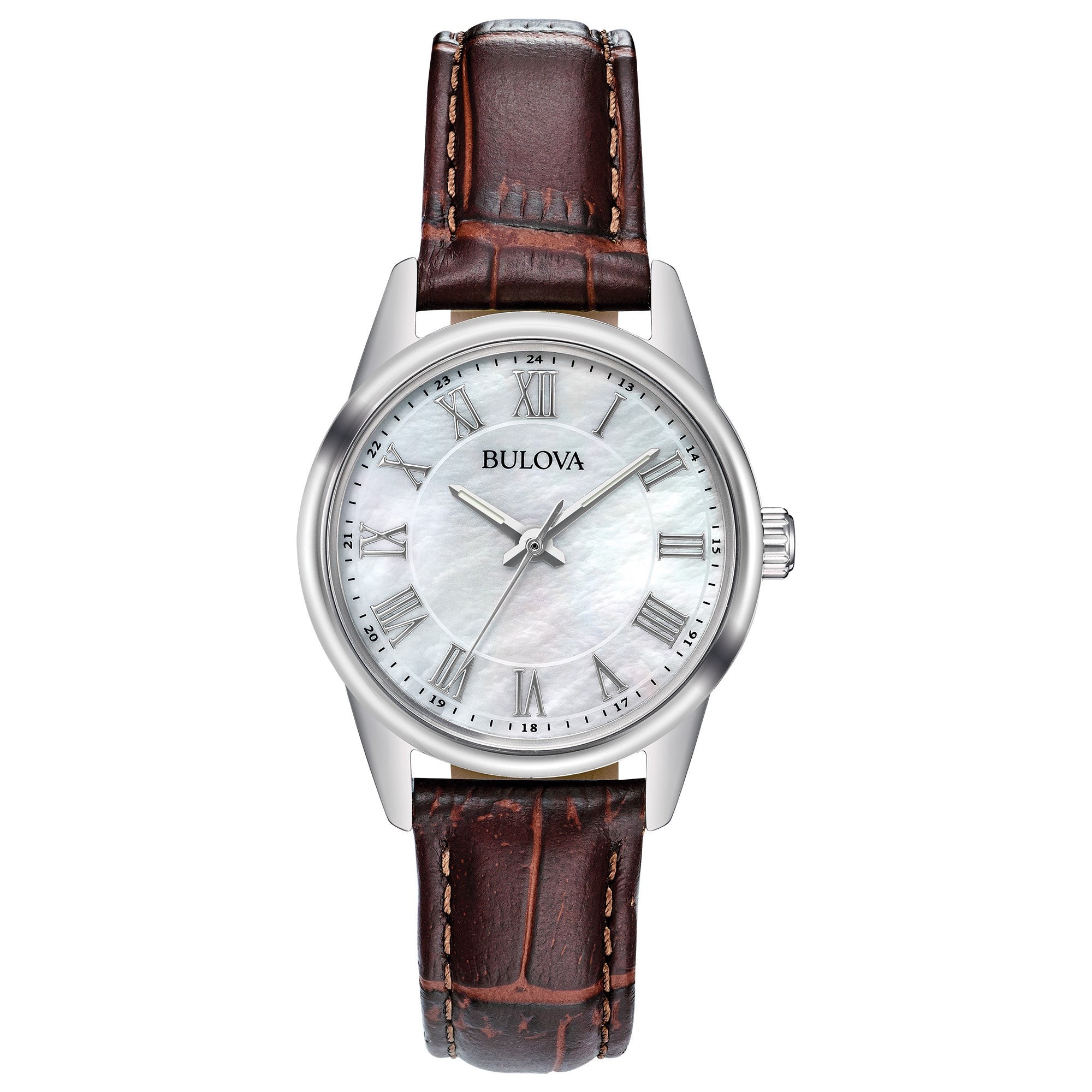 Ladies' Corporate Exclusive Brown Leather Strap Watch, MOP Dial