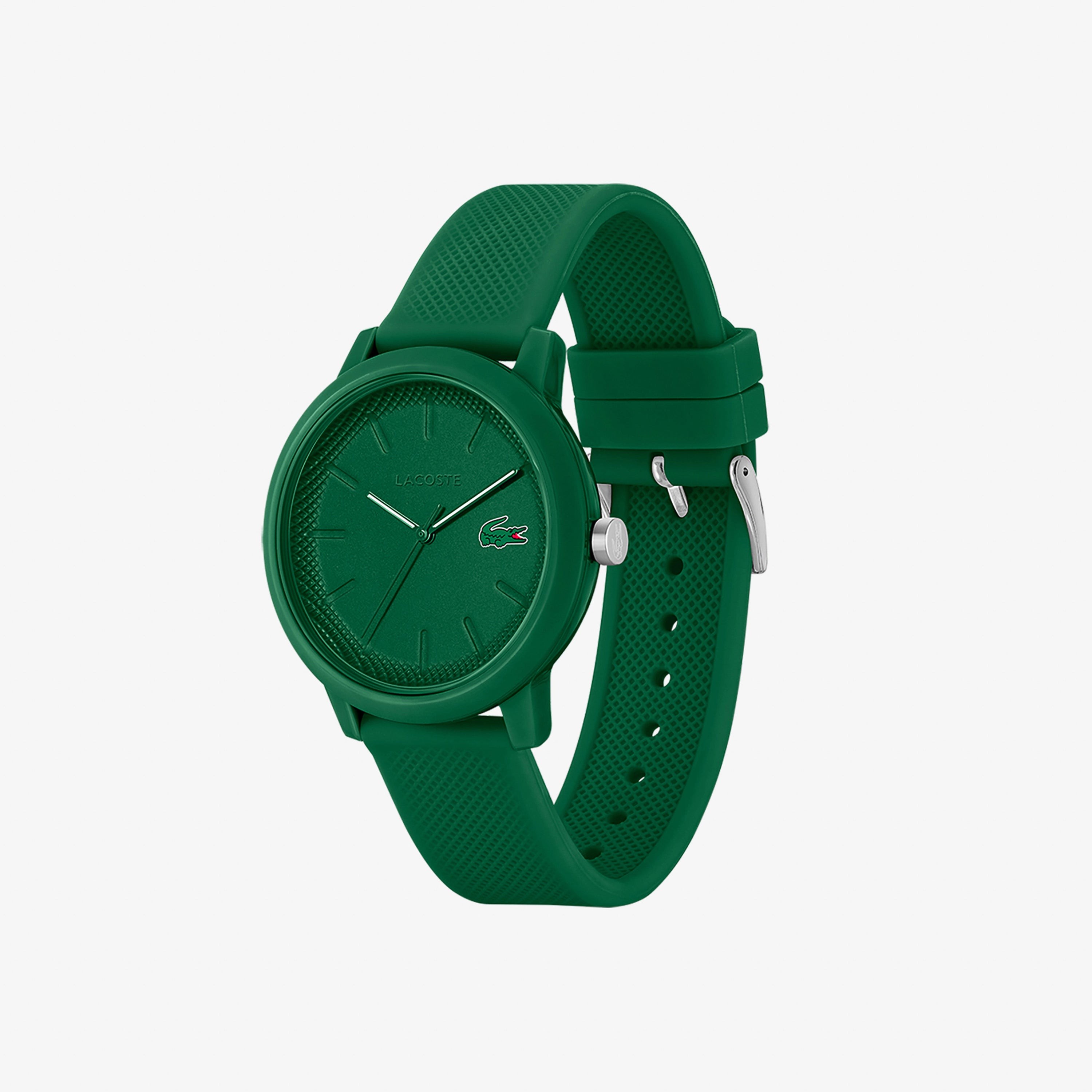 Mens 12.12 Green Silicone Strap Watch Green Dial