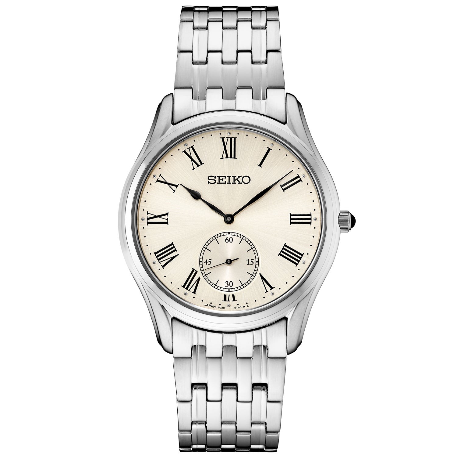 Mens Essentials Silver-Tone Stainless Steel Watch Antique White Dial