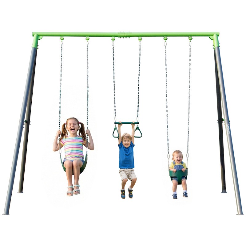 Plexalife 9 FT Heavy Duty Metal Swing Set for Kids & Adults