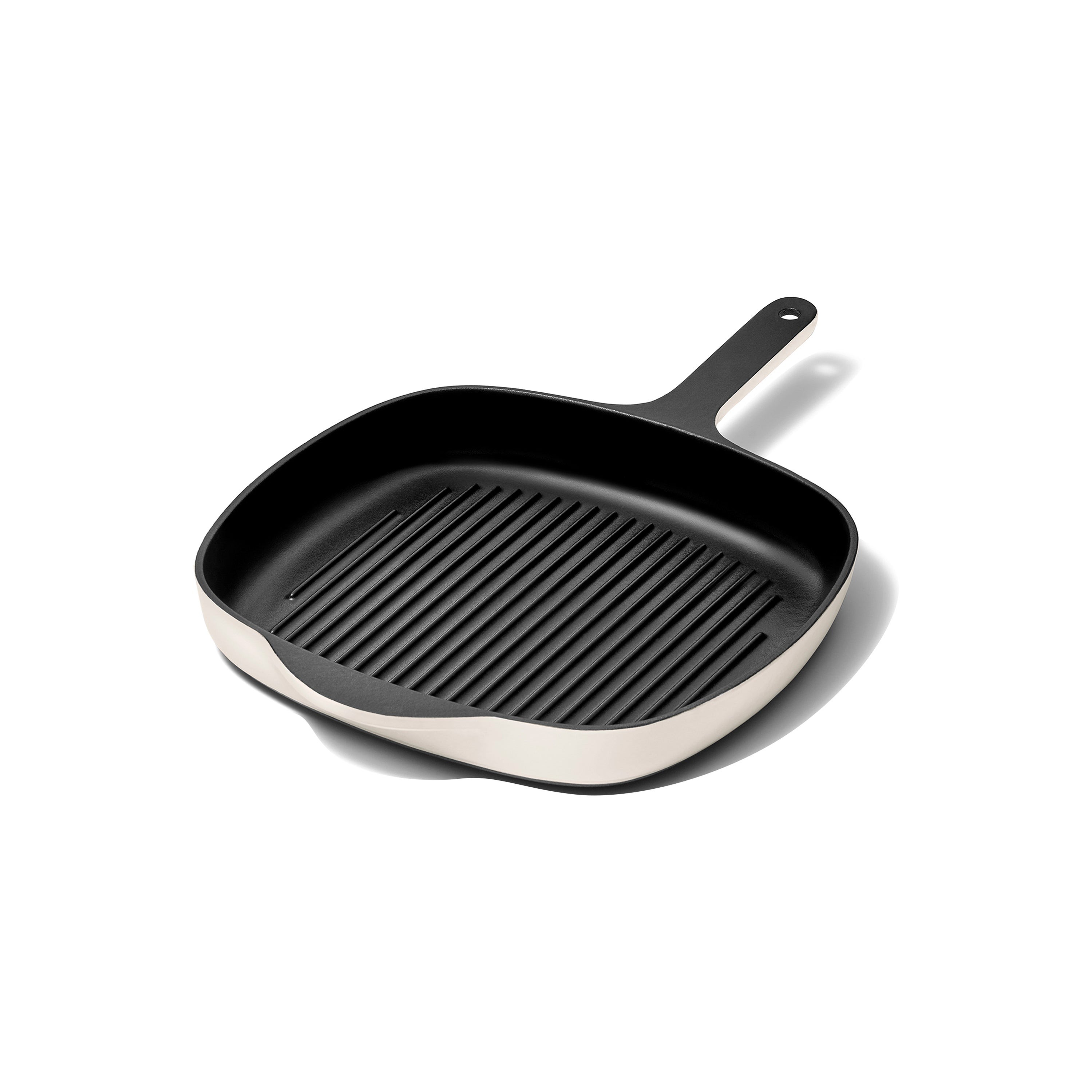 10.5" Enameled Cast Iron Grill Pan Cream