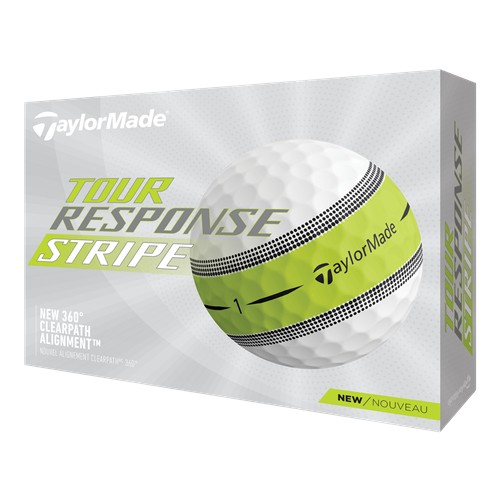 TaylorMade Tour Response Stripe Golf Balls, White/Lime, 2022