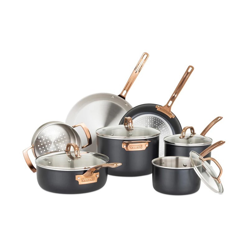 11Pc 3Ply Black Cookware Set