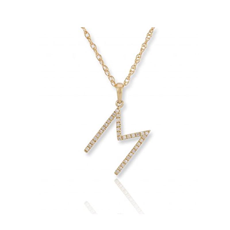 Diamond Initial M Necklace - (Yellow Gold)