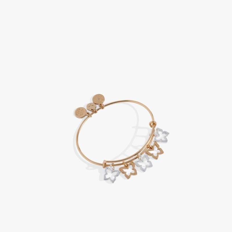 Butterfly Multi-Charm Bangle - Two Tone