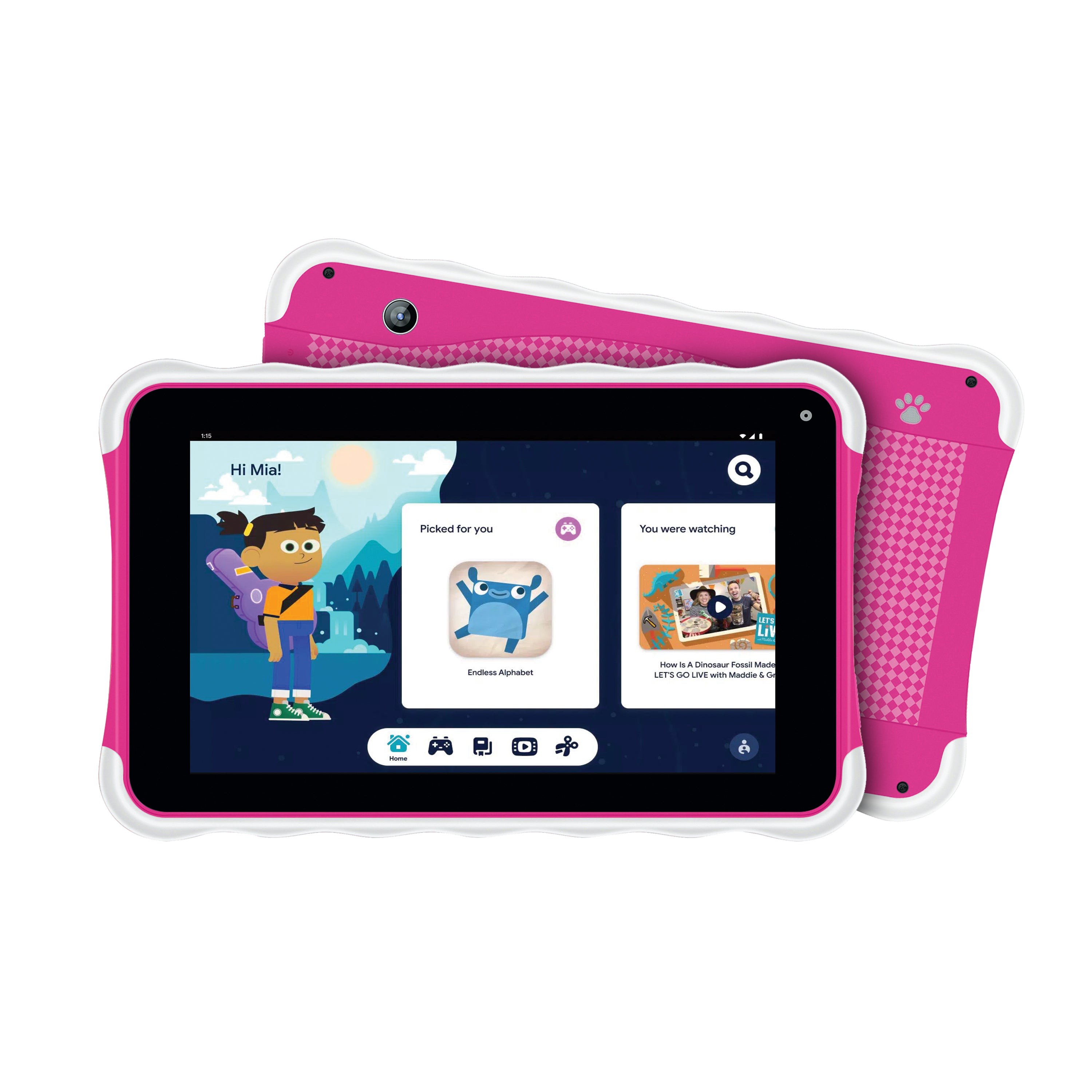 7" Kids' Tablet w/ Android 13 and Bluetooth, Pink