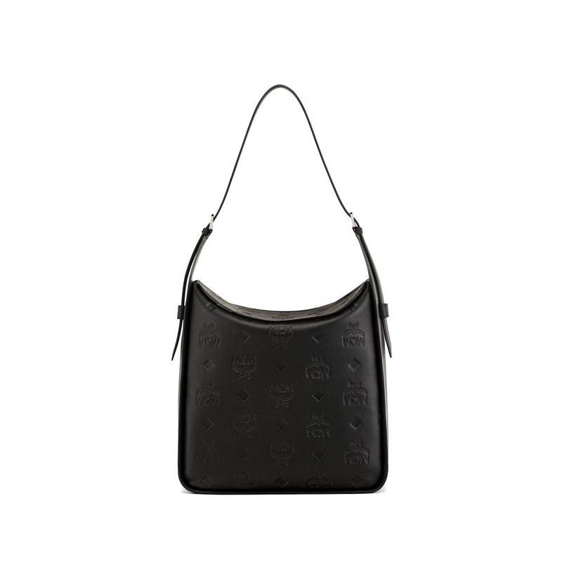 Aren Flap Hobo Bag in Embossed Monogram Leather