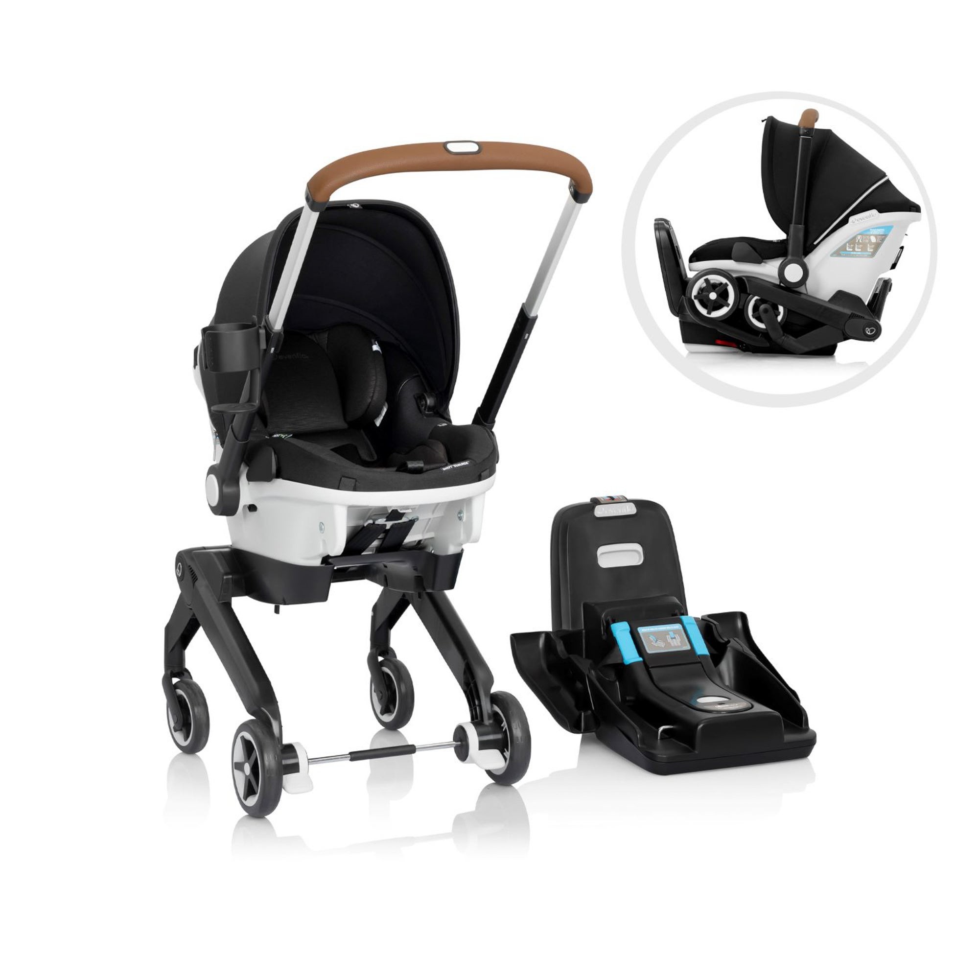 GOLD Shyft DualRide Car Seat & Stroller Combo w/CarryAll Storage Bag + Extended Canopy Onyx