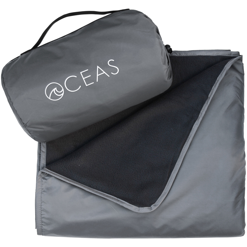 Large Waterproof Outdoor Fleece Blanket with Portable Bag - (Grey)