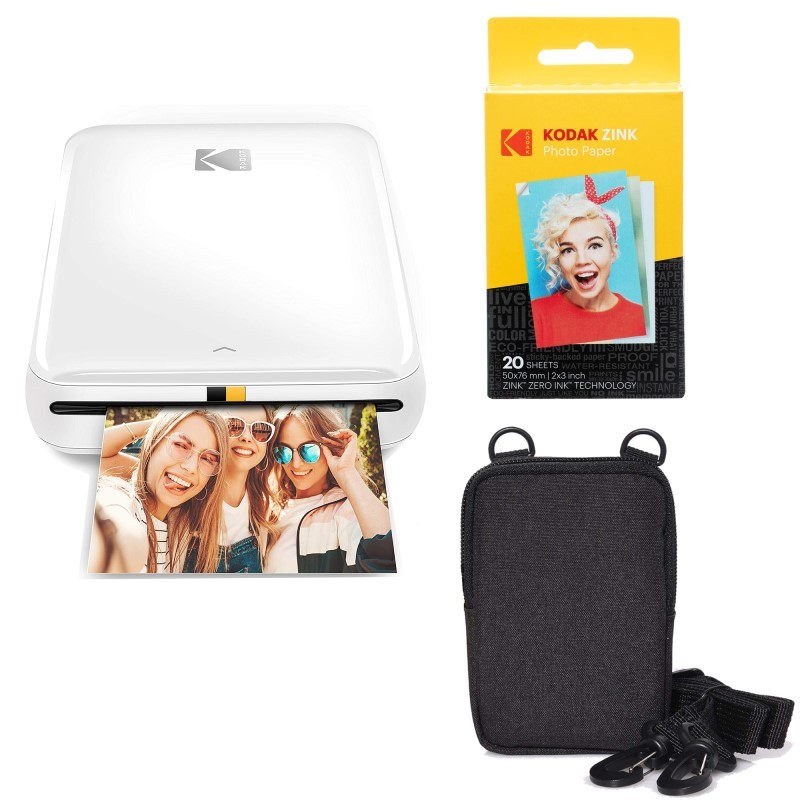 Step Mobile Instant Photo Printer 2x3" (White) & Photo Paper Go Bundle for iOS & Android