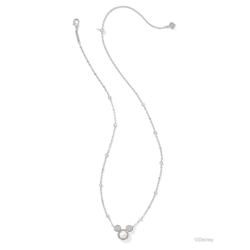 Disney Silver Mickey Mouse Short Pendant Necklace in Freshwater Cultured Pearl