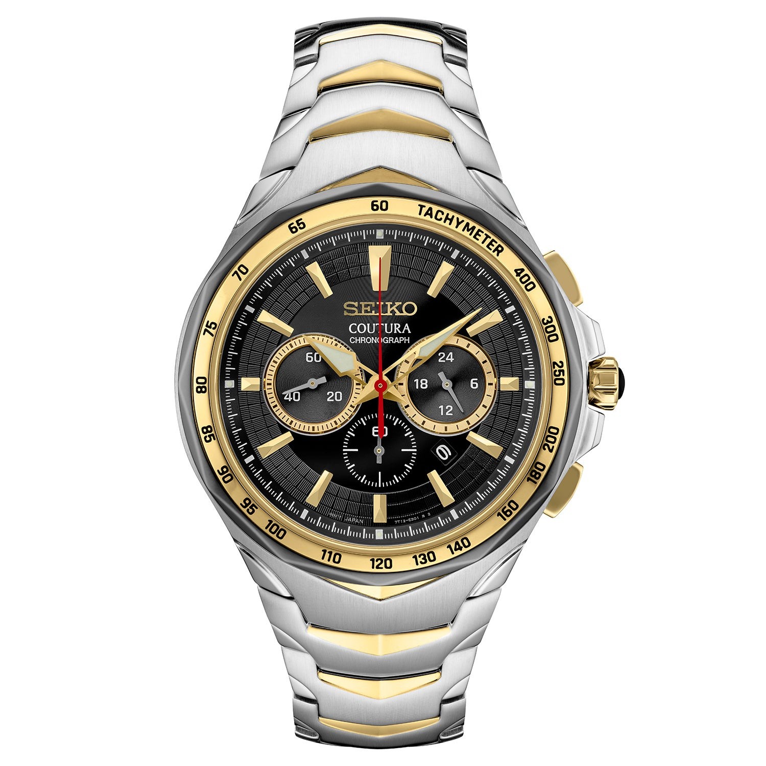 Mens Coutura Chronograph Silver & Gold-Tone Stainless Steel Watch Black Dial