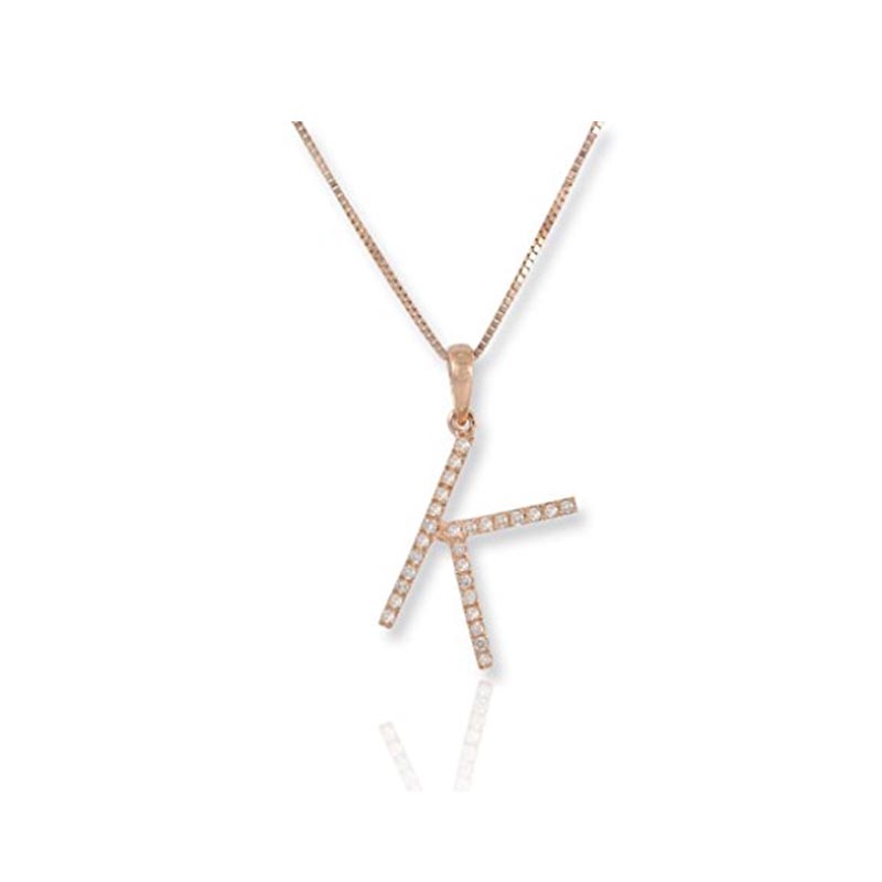 Diamond Initial K Necklace - (Rose Gold)