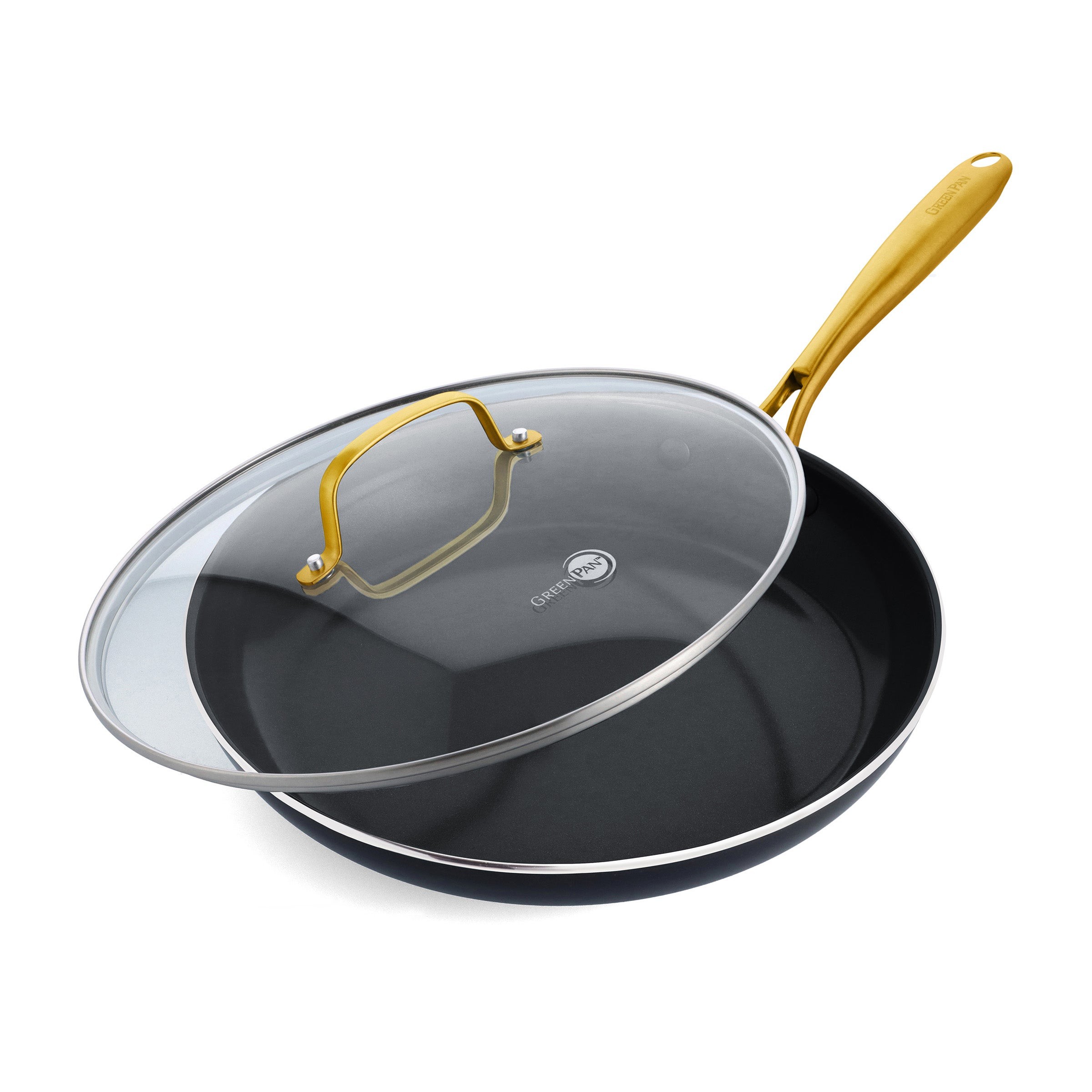 Studio Ceramic Nonstick 12" Fry Pan w/ Lid Black