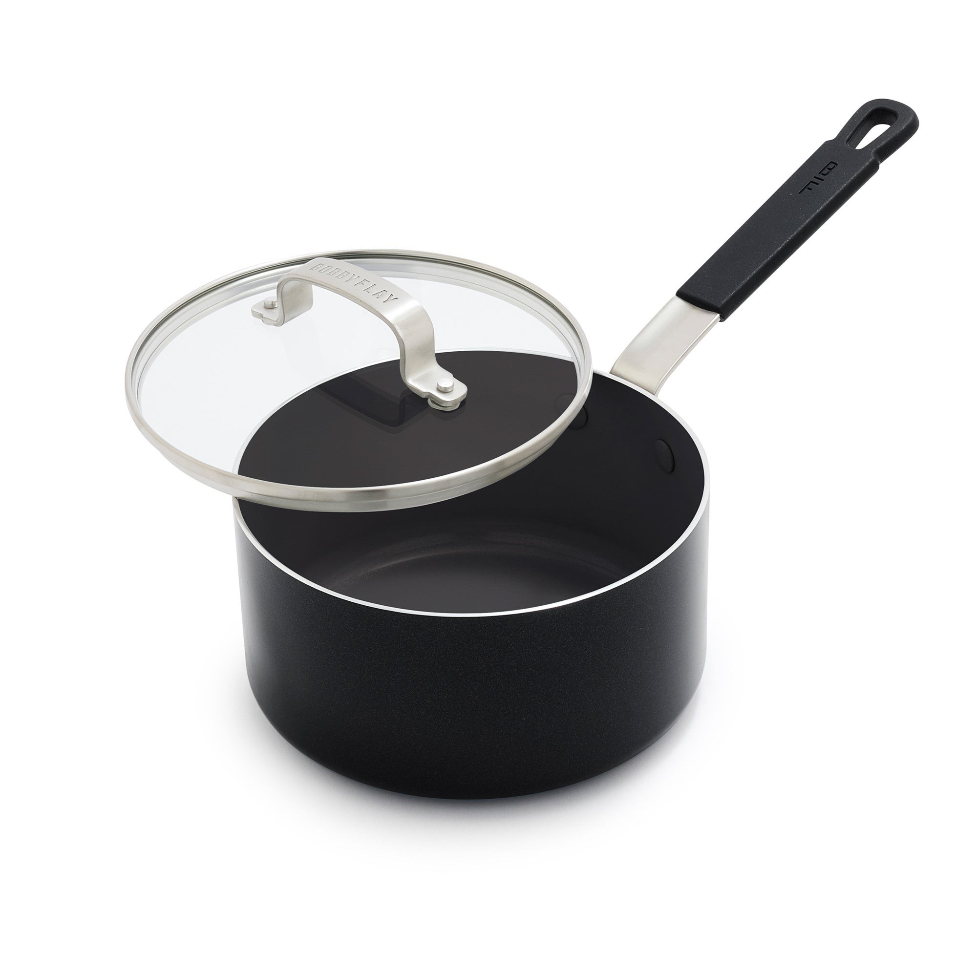 Ceramic Nonstick Aluminum 2.53qt Saucepan Black