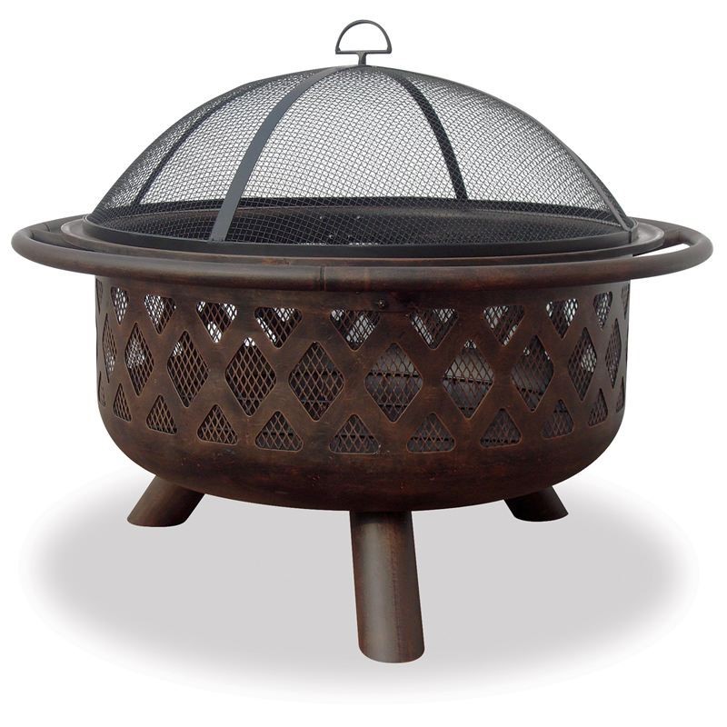Oil Rubbed Bronze Wood Burning Outdoor Fire Pit w/Lattice Design