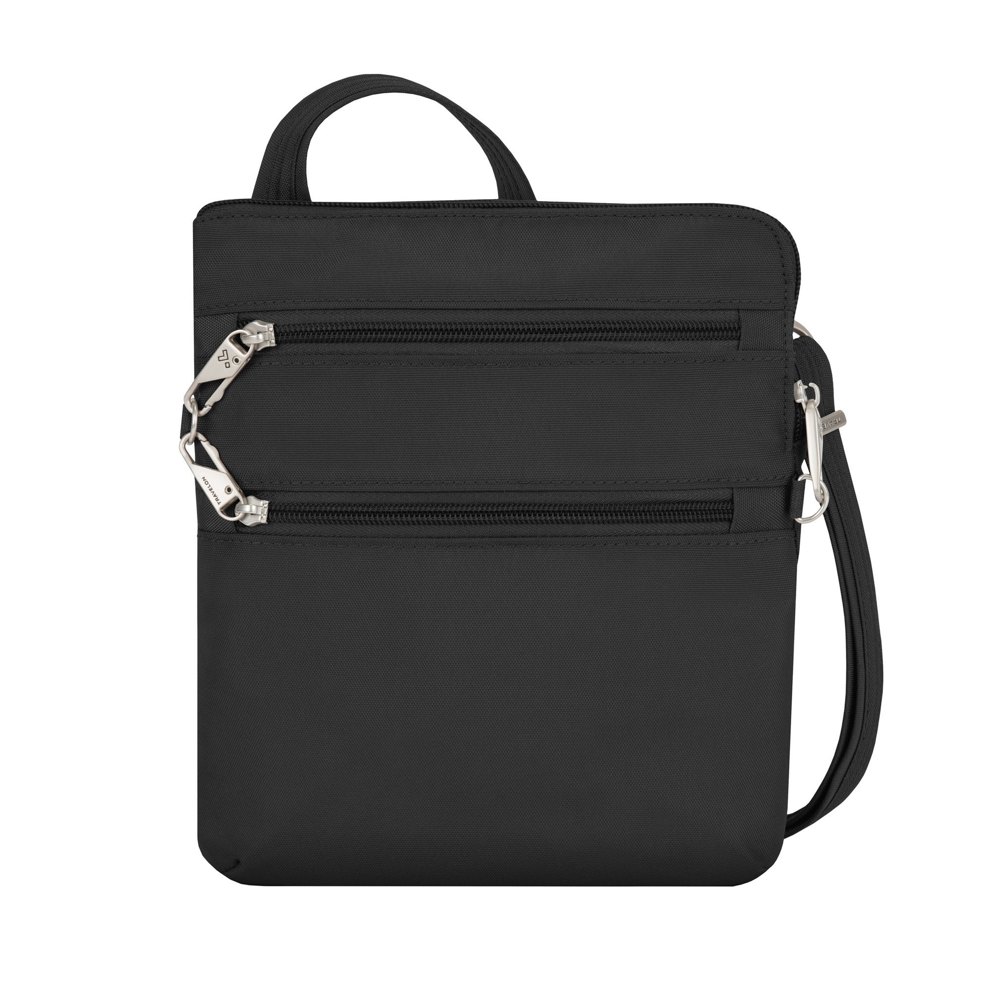 Anti-Theft Classic Slim Double Zip Crossbody Black