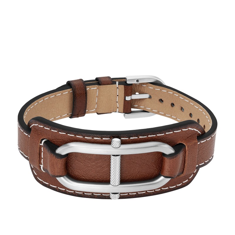 Heritage D-Link Medium Brown Leather Strap Bracelet