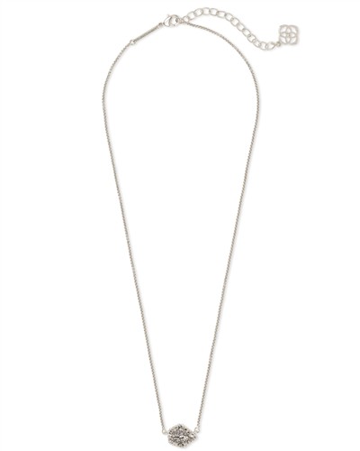Kendra Scott Tess Silver Pendant Necklace in Platinum Drusy