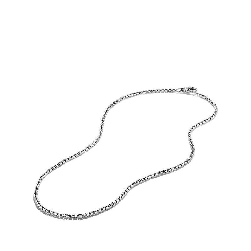 Sterling Silver Box Chain Necklace with Lobster Clasp