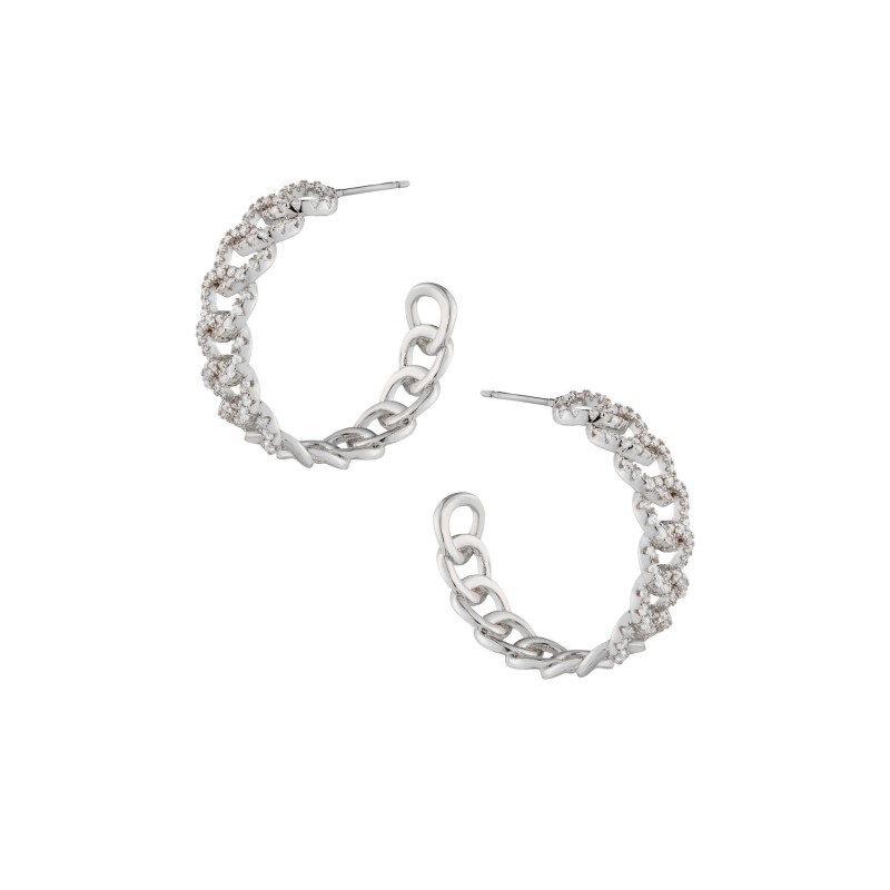 CZ by Kenneth Jay Lane Pave Curb Chain Hoops