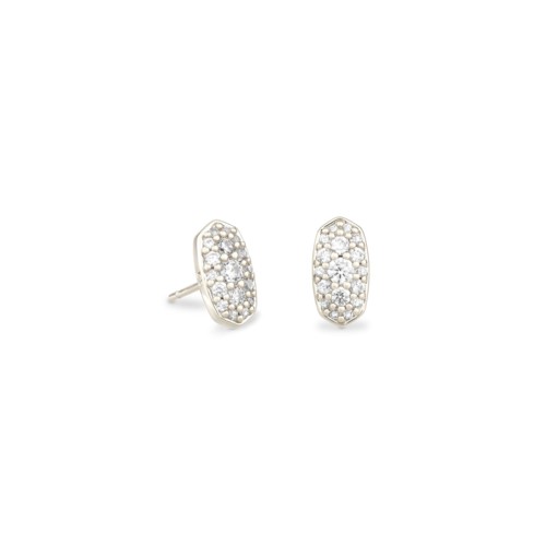 Kendra Scott Grayson Silver Stud Earrings, White Crystal