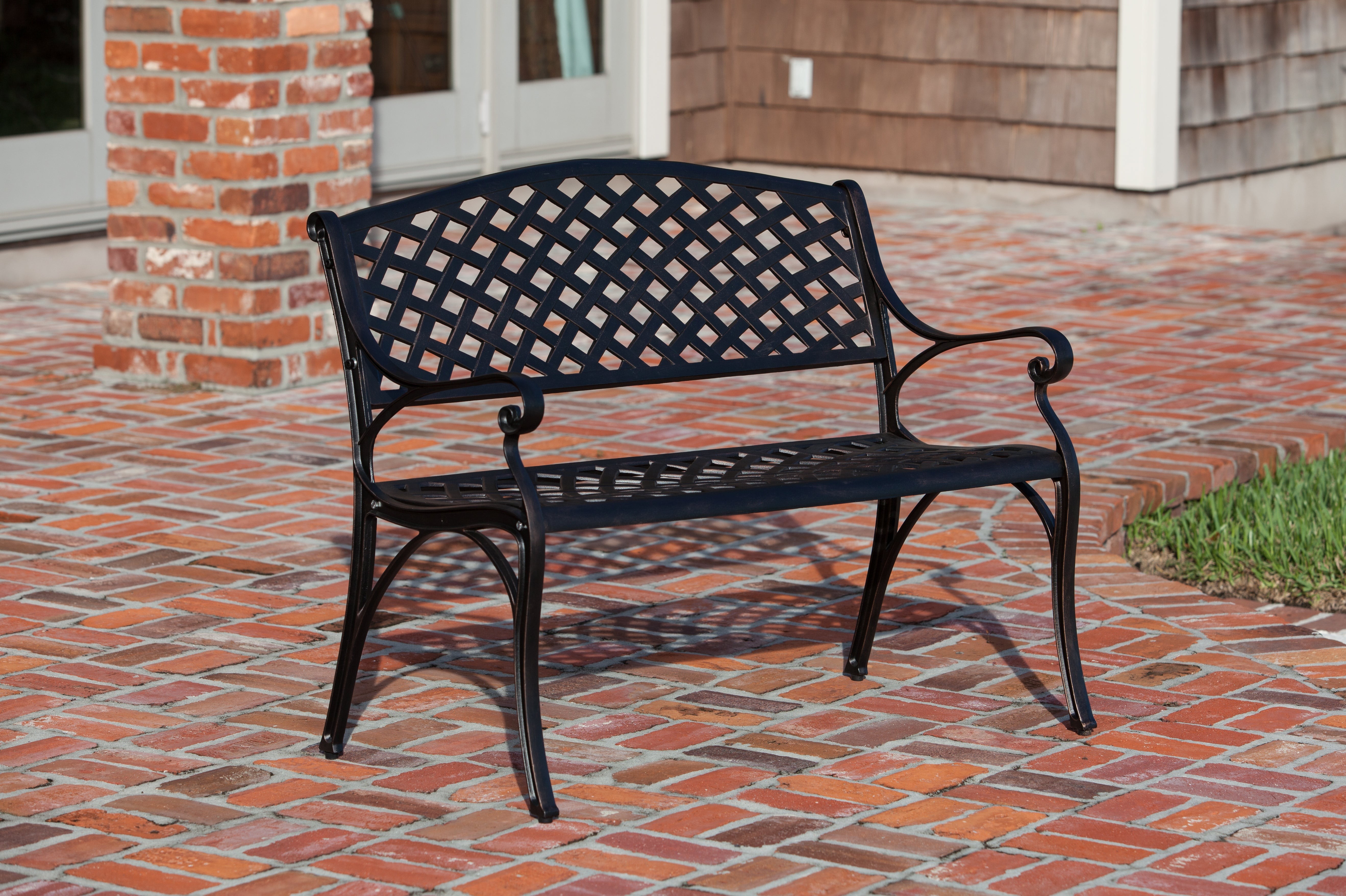 Antique Bronze Cast Aluminum Patio Bench