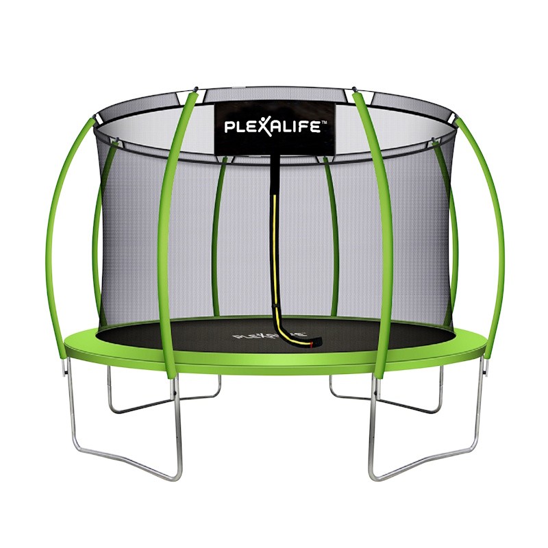 Plexalife PumpkinShaped Outdoor Trampoline Set with Safety Enclosure 12 FT in Green Apple