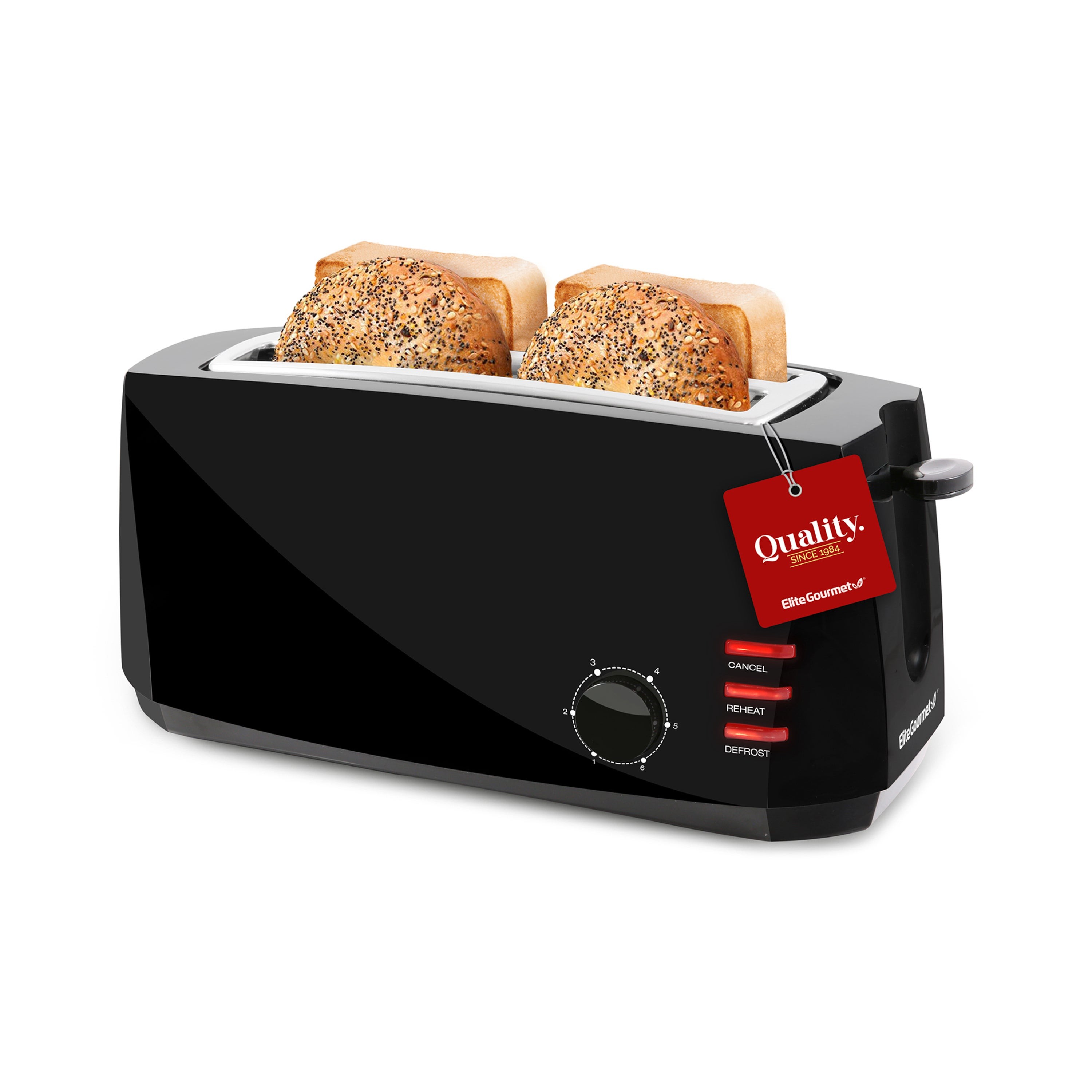 4 Slice Long Slot Cool Touch Toaster Black