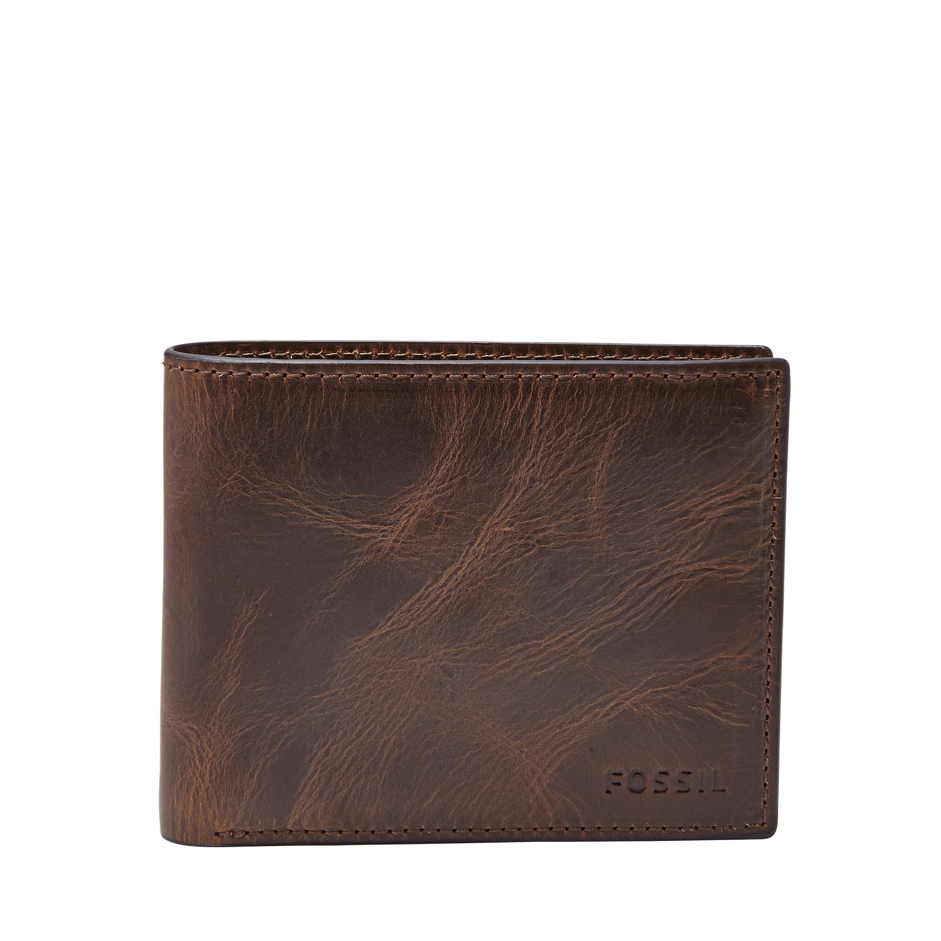 Derrick Flip ID Bifold Wallet Dark Brown