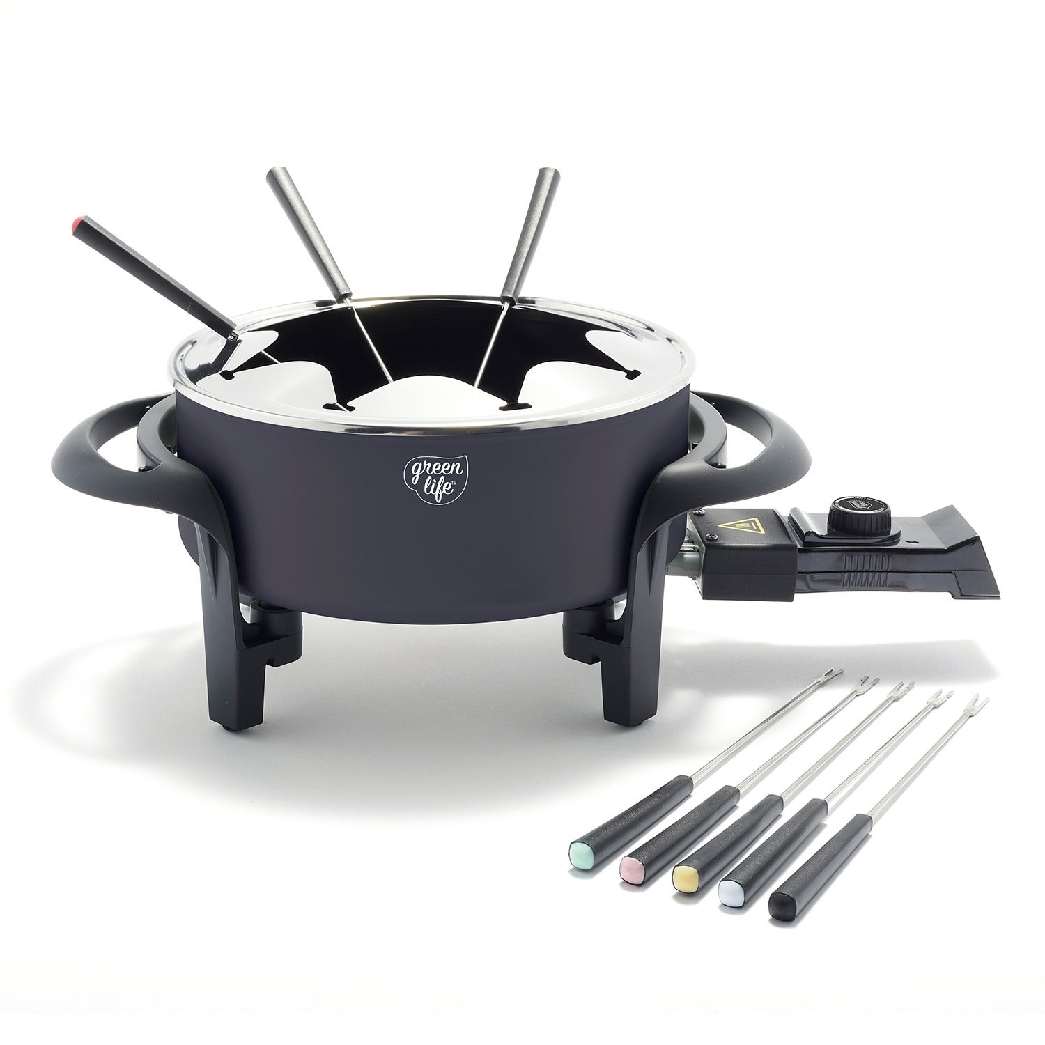 Healthy Ceramic Nonstick Fondue Part Set Black