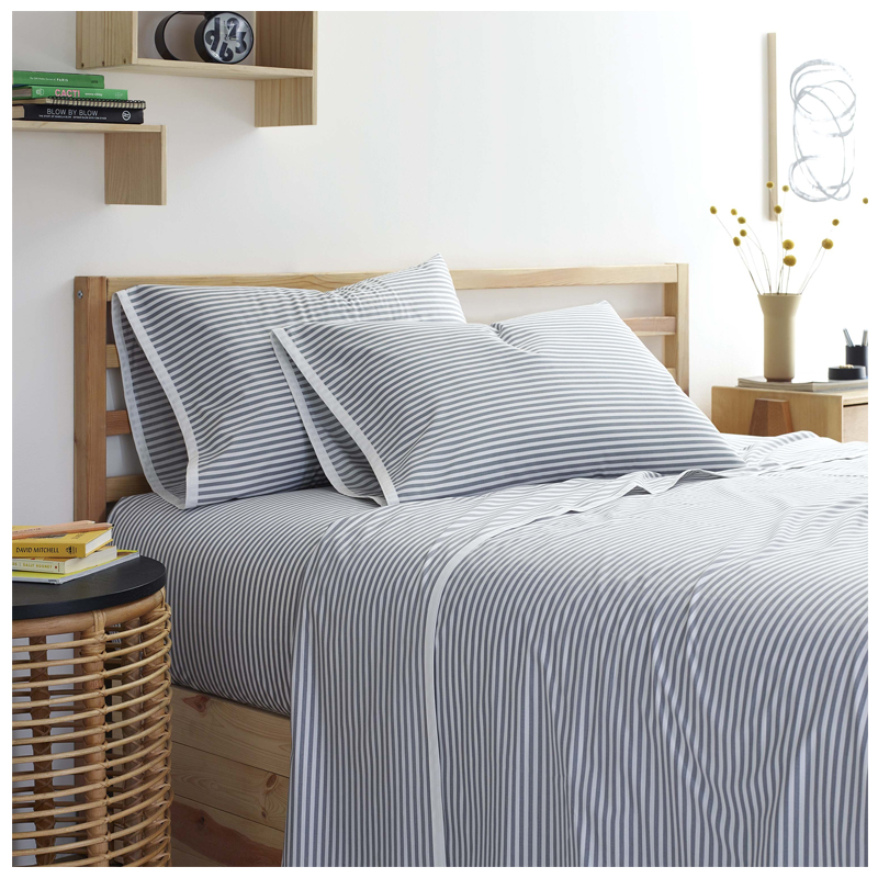 Pinstripe Full Sheet Set With Antimicrobial Technology - (Gray)