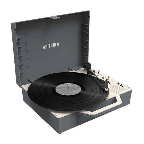 Victrola Re-Spin Sustainable Suitcase Record Player, Graphite Grey