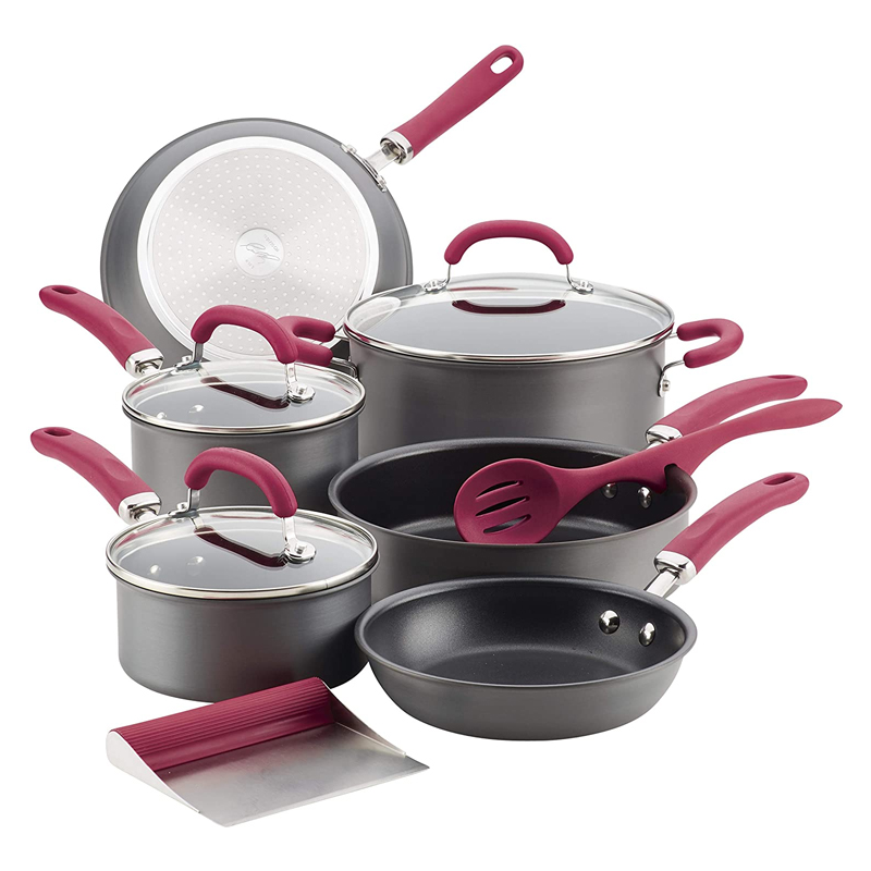 11 - Piece Create Delicious Nonstick Cookware Set - (Burgundy)