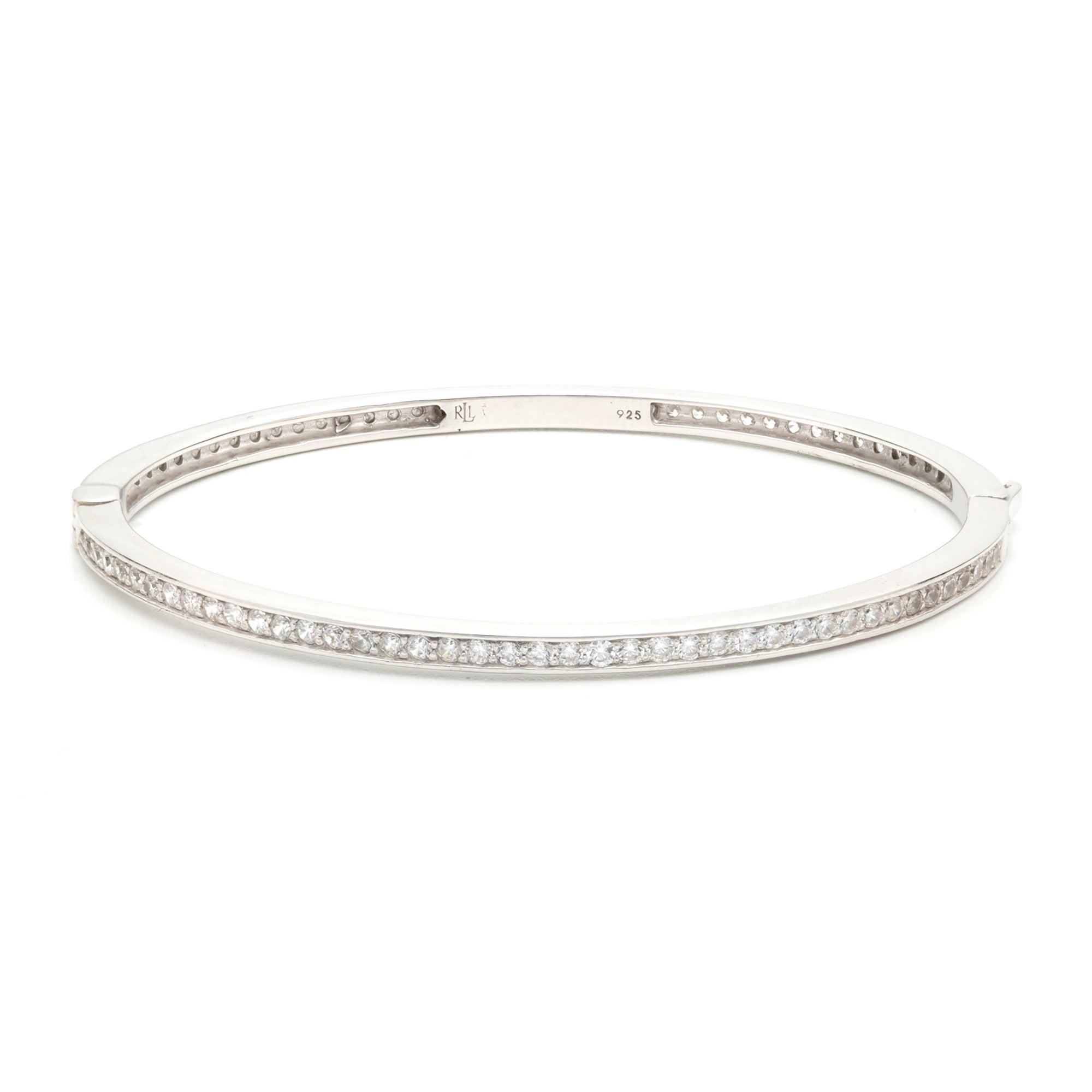 Sterling Silver Pave Bangle Bracelet