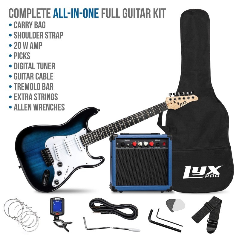 Electric Guitar Kit, 39” Electric Guitar with Amp & Electric Guitar Accessories, Blue