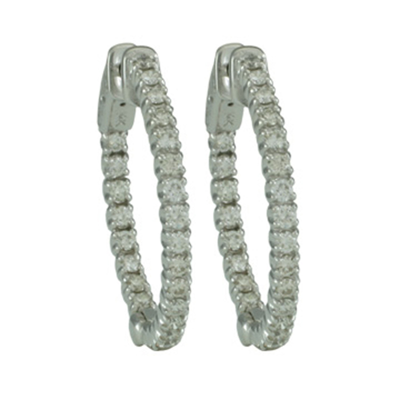 Sterling Silver with Cubic Zirconia Hoop Earrings