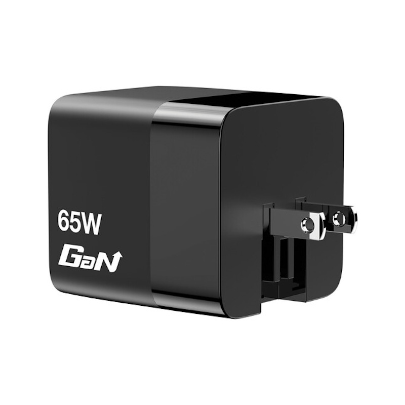 GaN Charger 65W 2 Port retractable cable display US plugs with EU and UK adaptors