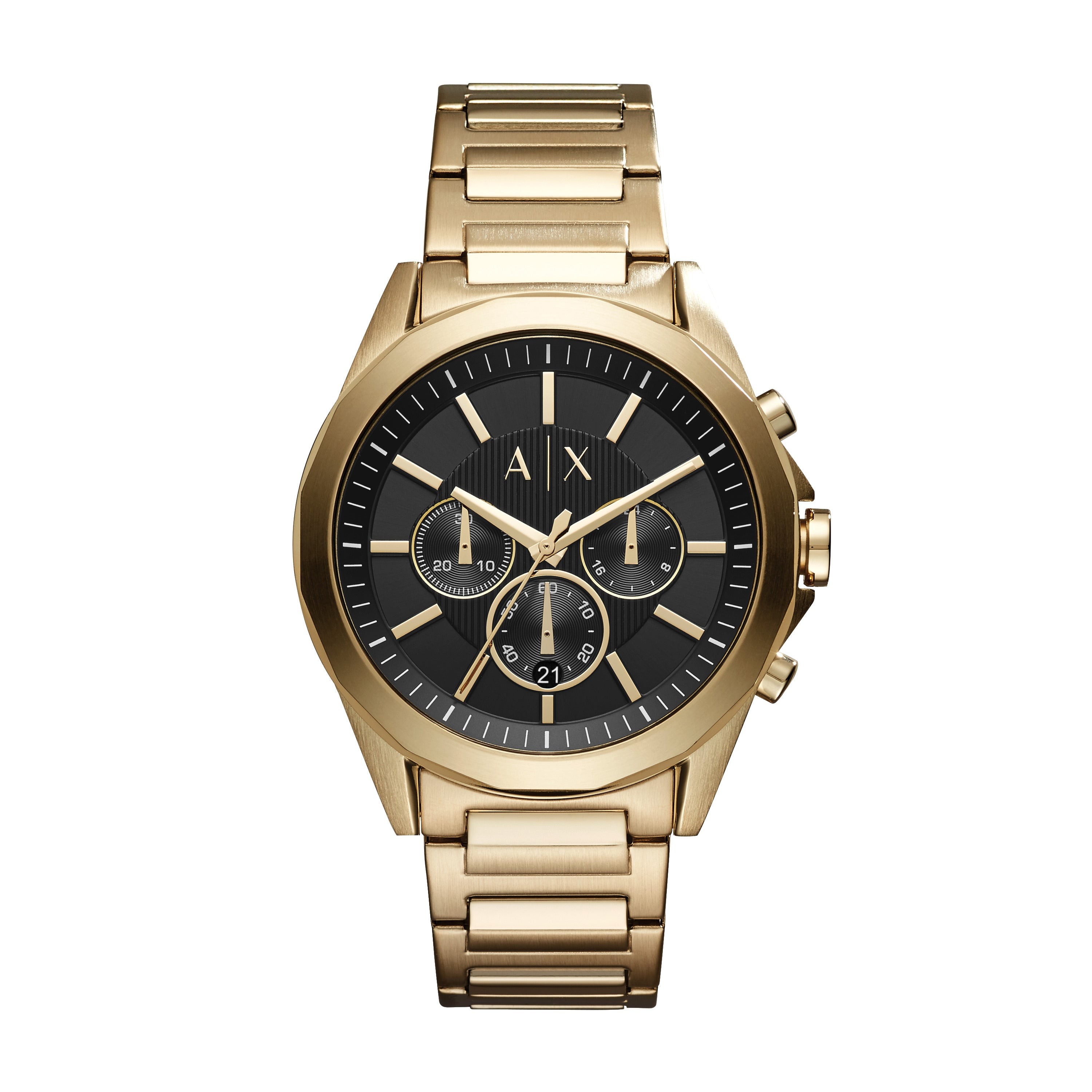 Mens Drexler Multi-Dial Gold-Tone Stainles Steel Watch Black Dial