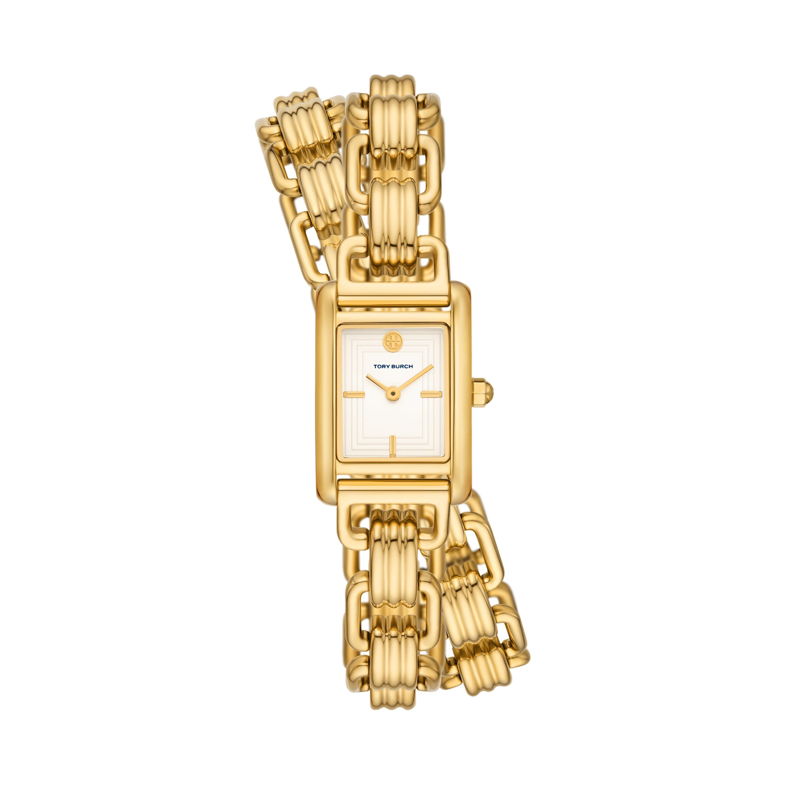 Ladies' Mini Eleanor Double Wrap Gold Bracelet Watch, Cream Dial