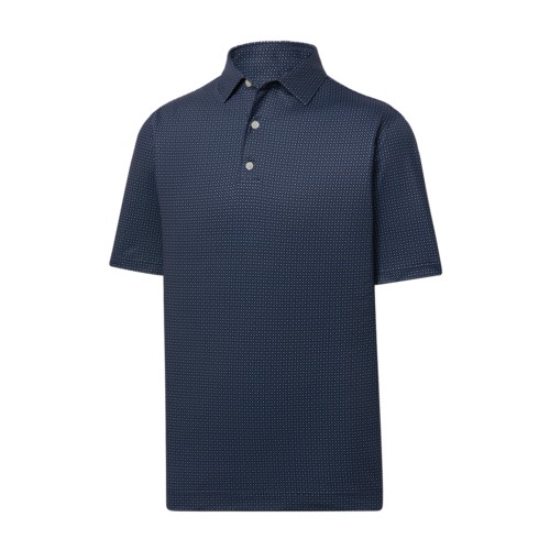 FootJoy Dot Geo Print Lisle Polo Navy/Light Blue/White, Size Large Large, Navy/Light Blue/White