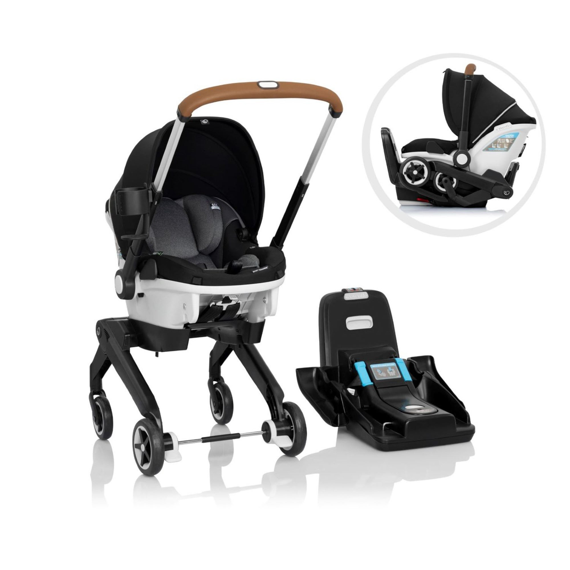 GOLD Shyft DualRide Car Seat & Stroller Combo w/Carryall Storage Bag Moonstone Gray