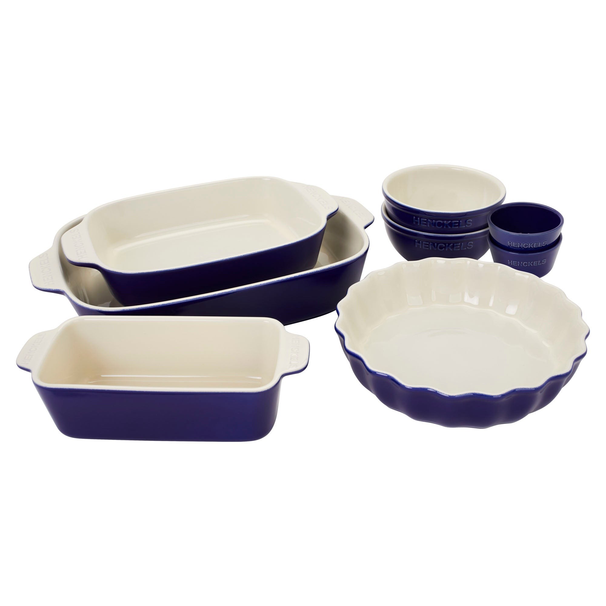 8pc Ceramic Mixed Bakeware & Serving Set Dark Blue