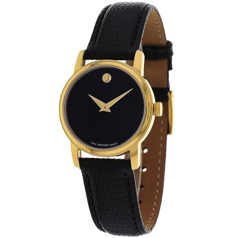 Ladies Museum Leather Watch - (Black Dial)