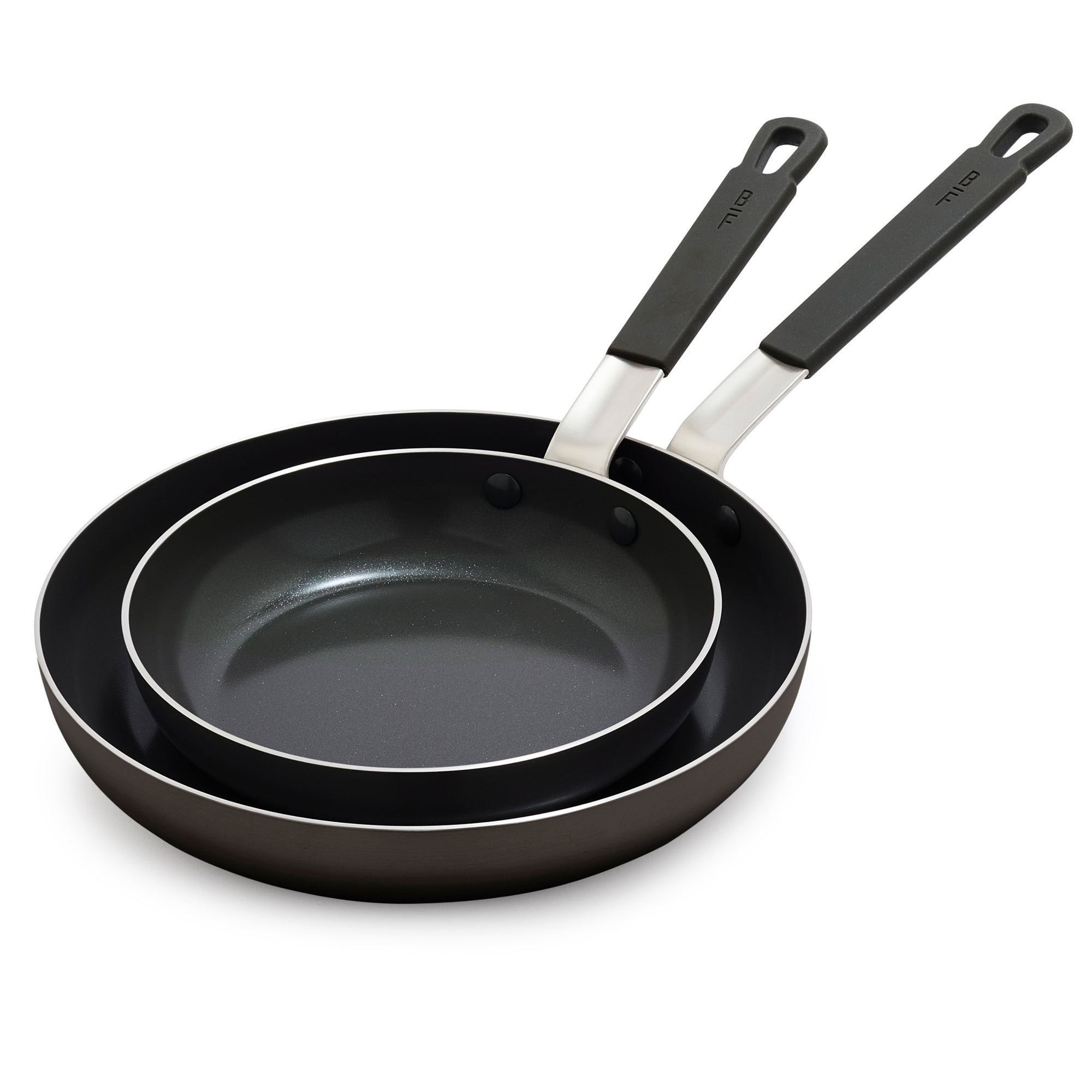 Ceramic Nonstick Aluminum 2pc Fry Pan Set Black