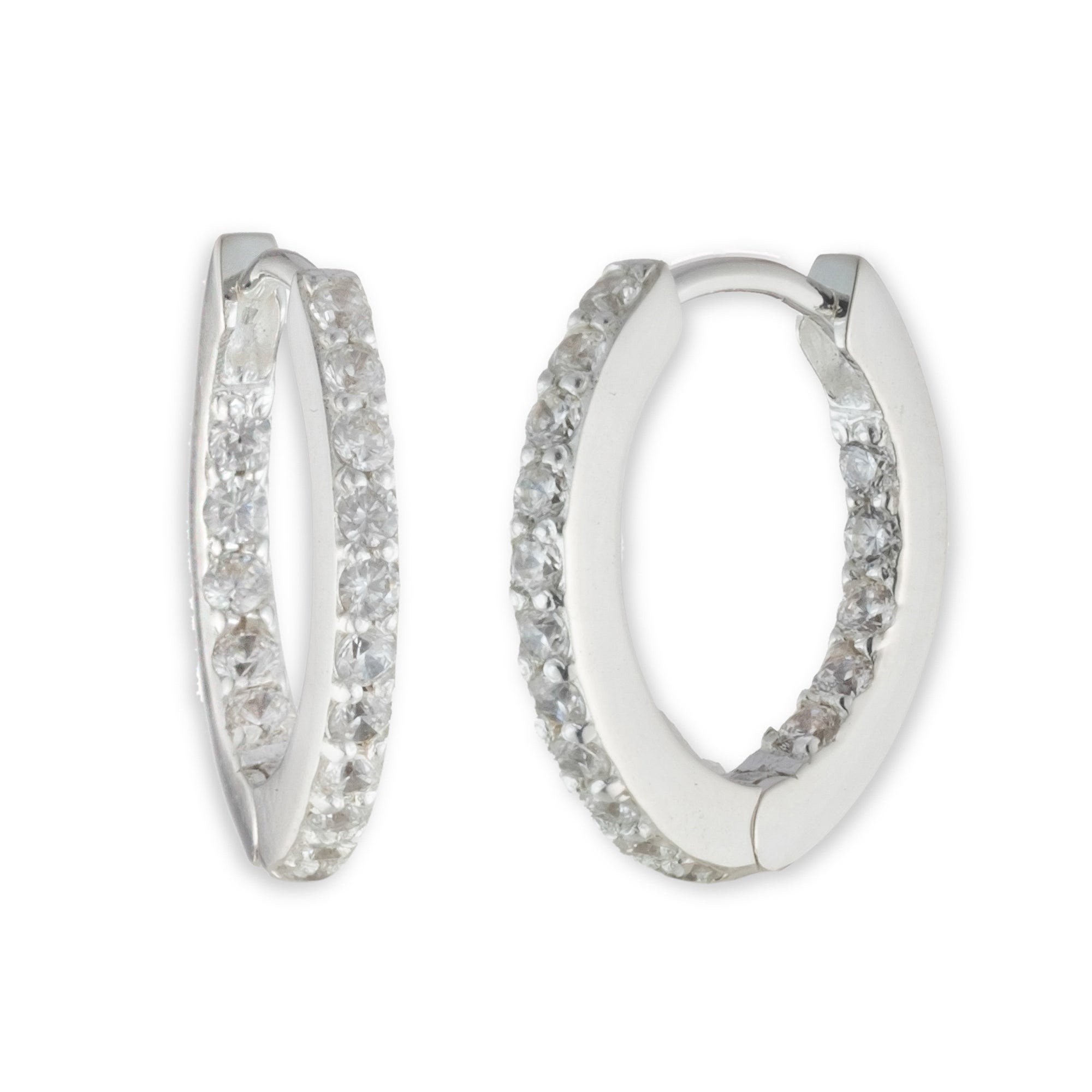 Sterling Silver Crystal Huggie Hoops