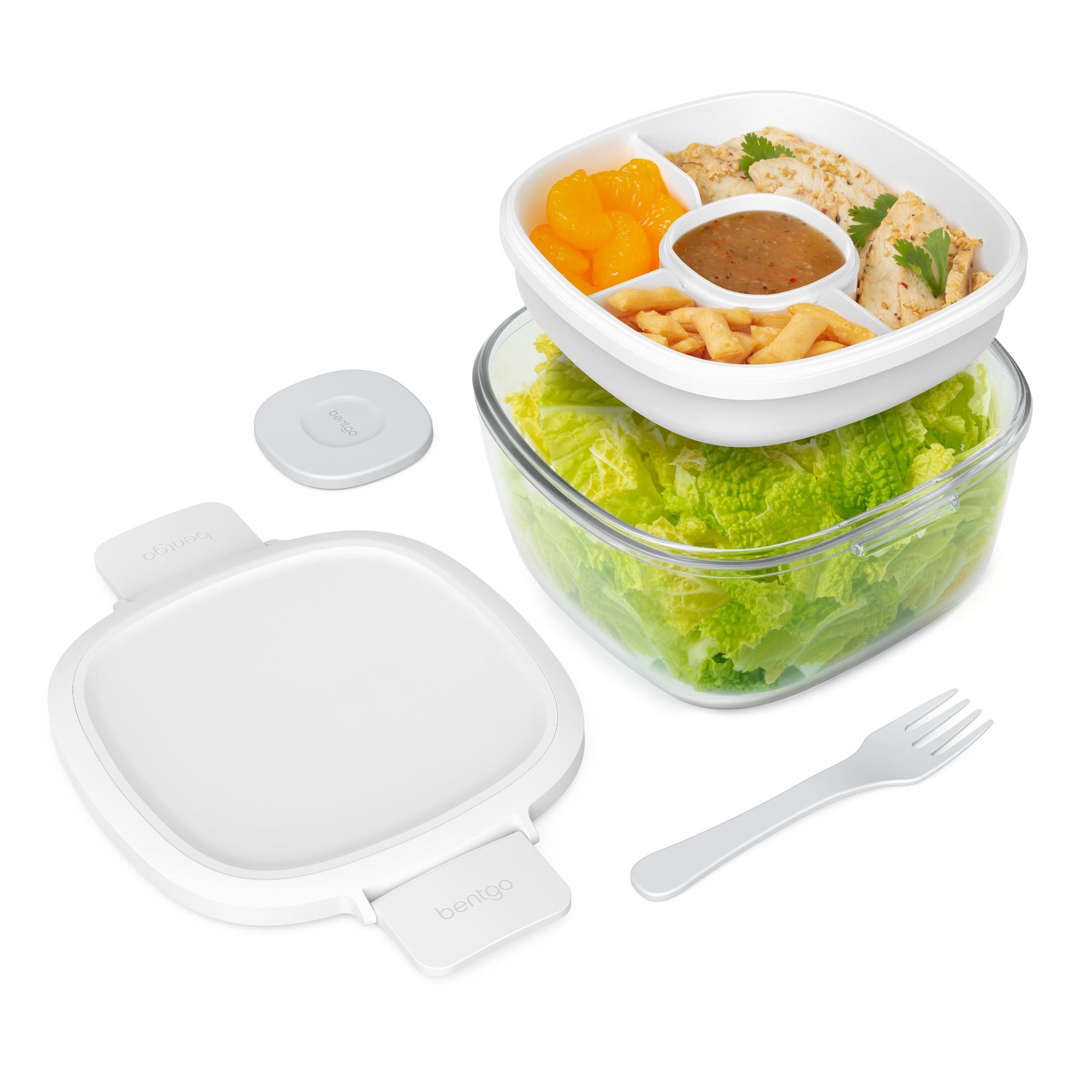 Glass Salad Container White