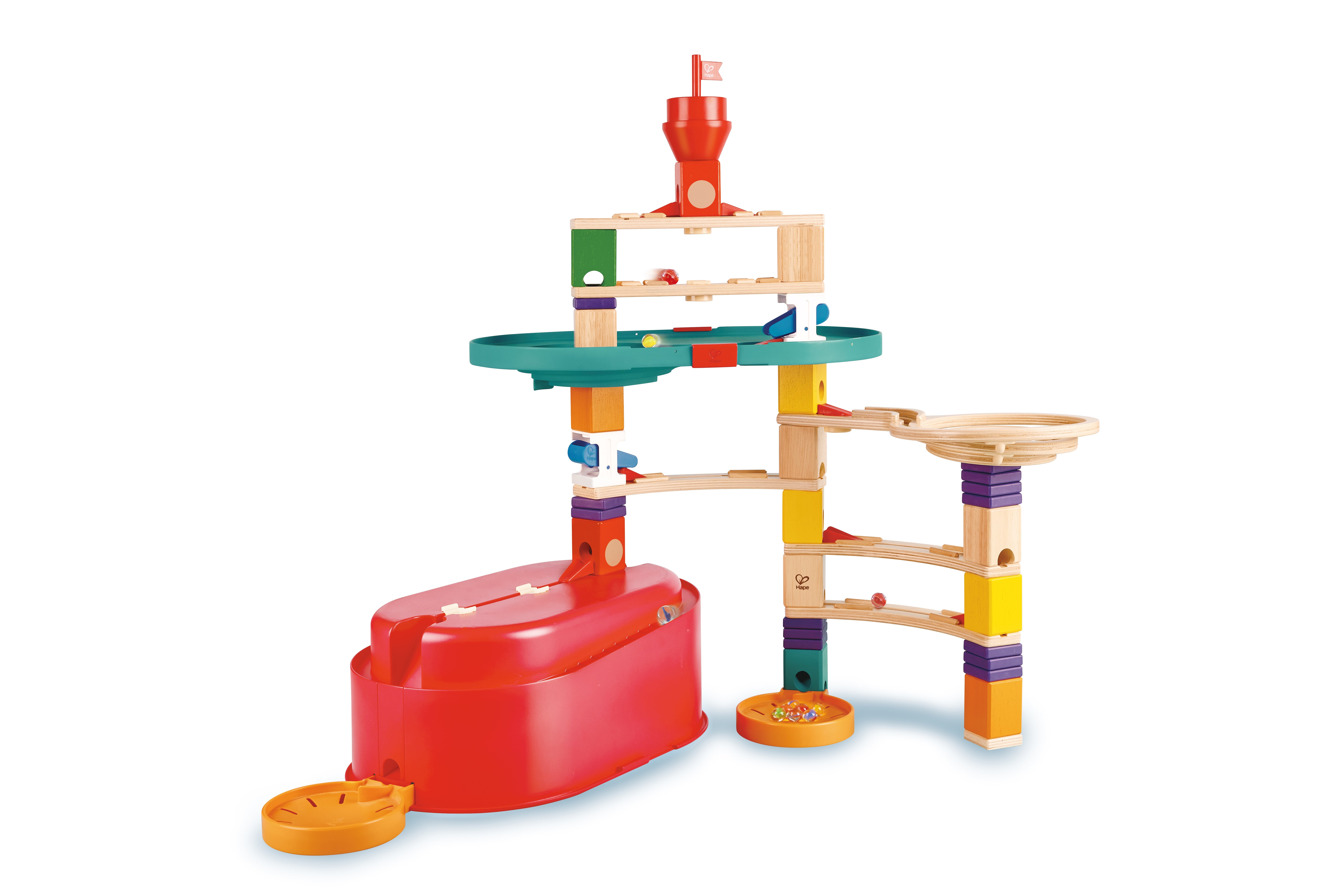 Quadrilla Stack Track Buicket Wooden Marble Builder Set